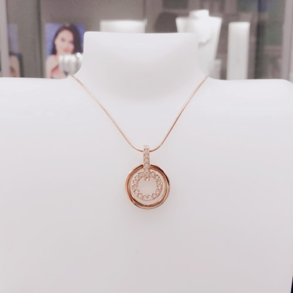 CIRCLE PENDANT, WHITE, ROSE GOLD PLATING - Picture 4 of 5